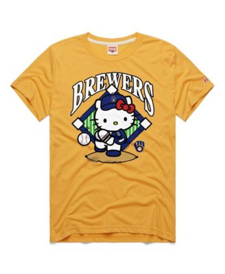 Men's and Women's Gold Milwaukee Brewers Hello Kitty Tri-Blend T-Shirt