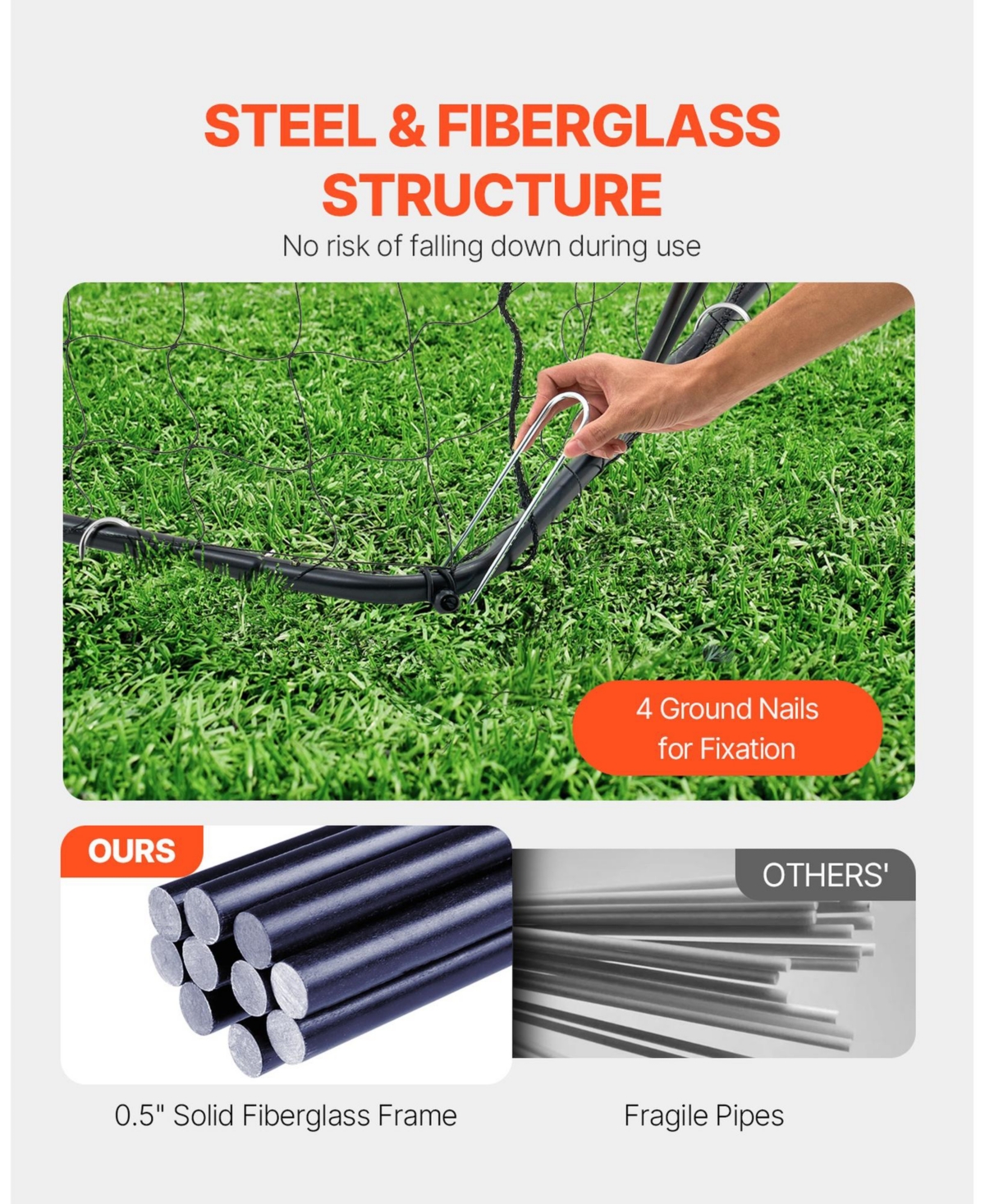Sugift Portable Soccer Goal Net for Adults Kids Backyard Practice Steel Fiberglass with Carry Bag