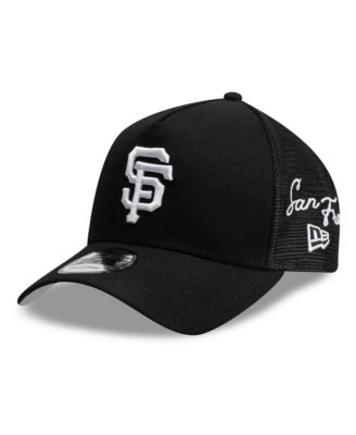 Men's Black San Francisco Giants Side Script 9FORTY A-Frame Trucker Adjustable Hat