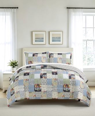 Floral Patch Reversible Microfiber 3-Piece Comforter Sets