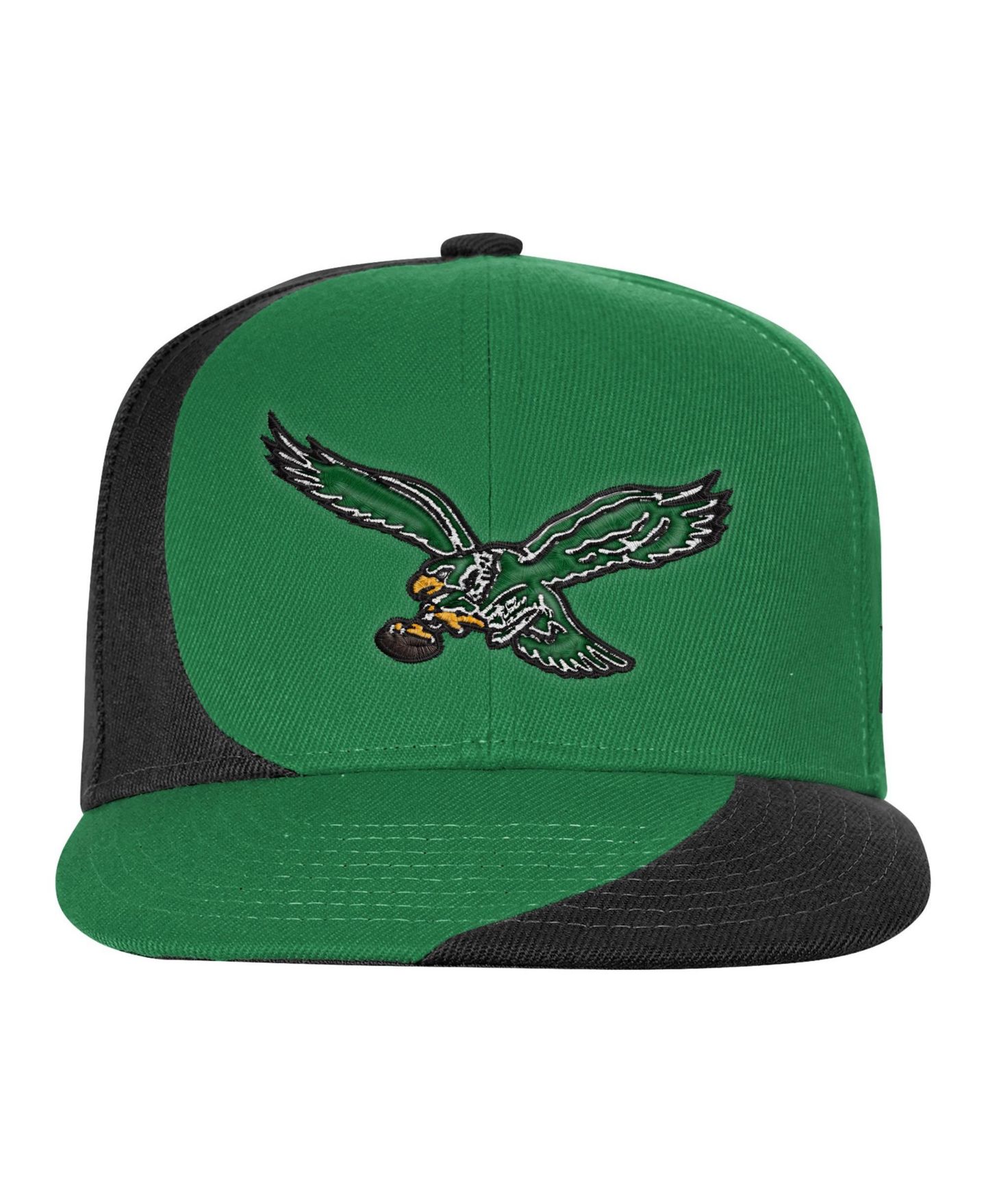 Детская кепка Outerstuff Kelly Green/Black Philadelphia Eagles Side Swipe Retro Snapback Hat — фото 2