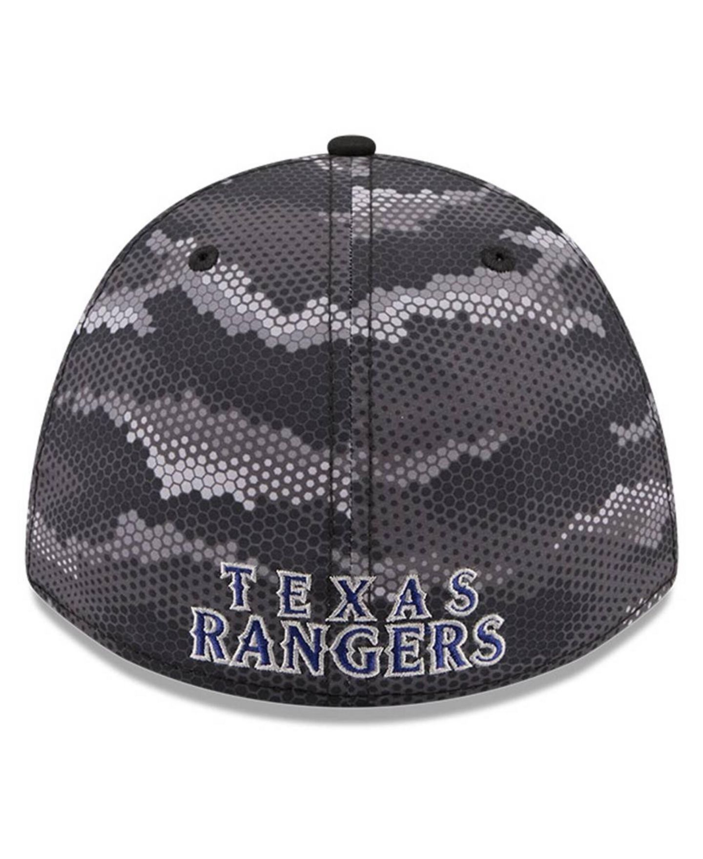 Мужская кепка New Era Black Texas Rangers Camo 39THIRTY A-Frame Flex Hat — фото 4