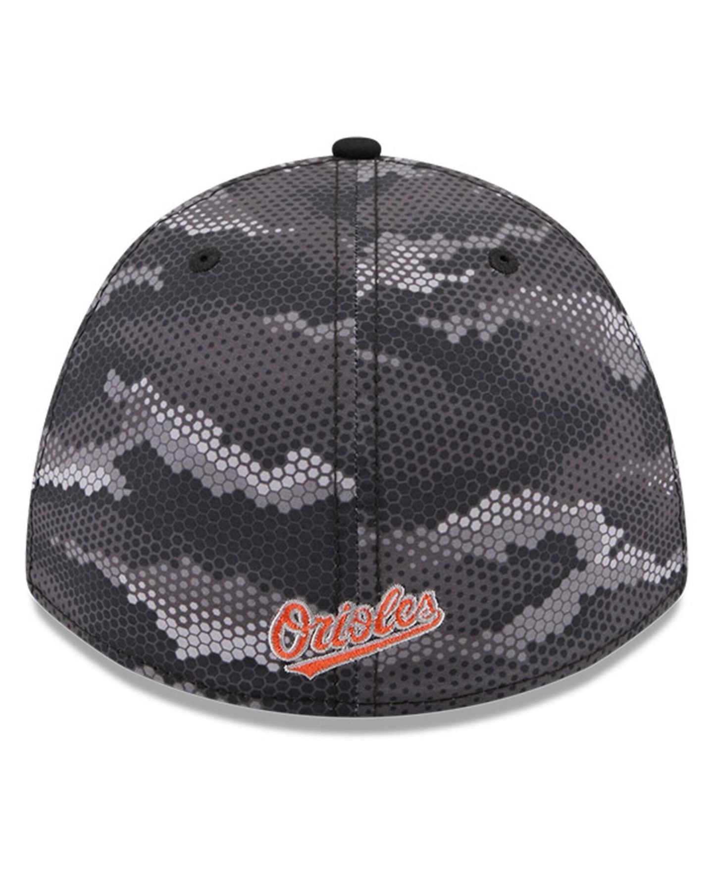 Мужская кепка New Era Black Baltimore Orioles Camo 39THIRTY A-Frame Flex Hat — фото 4