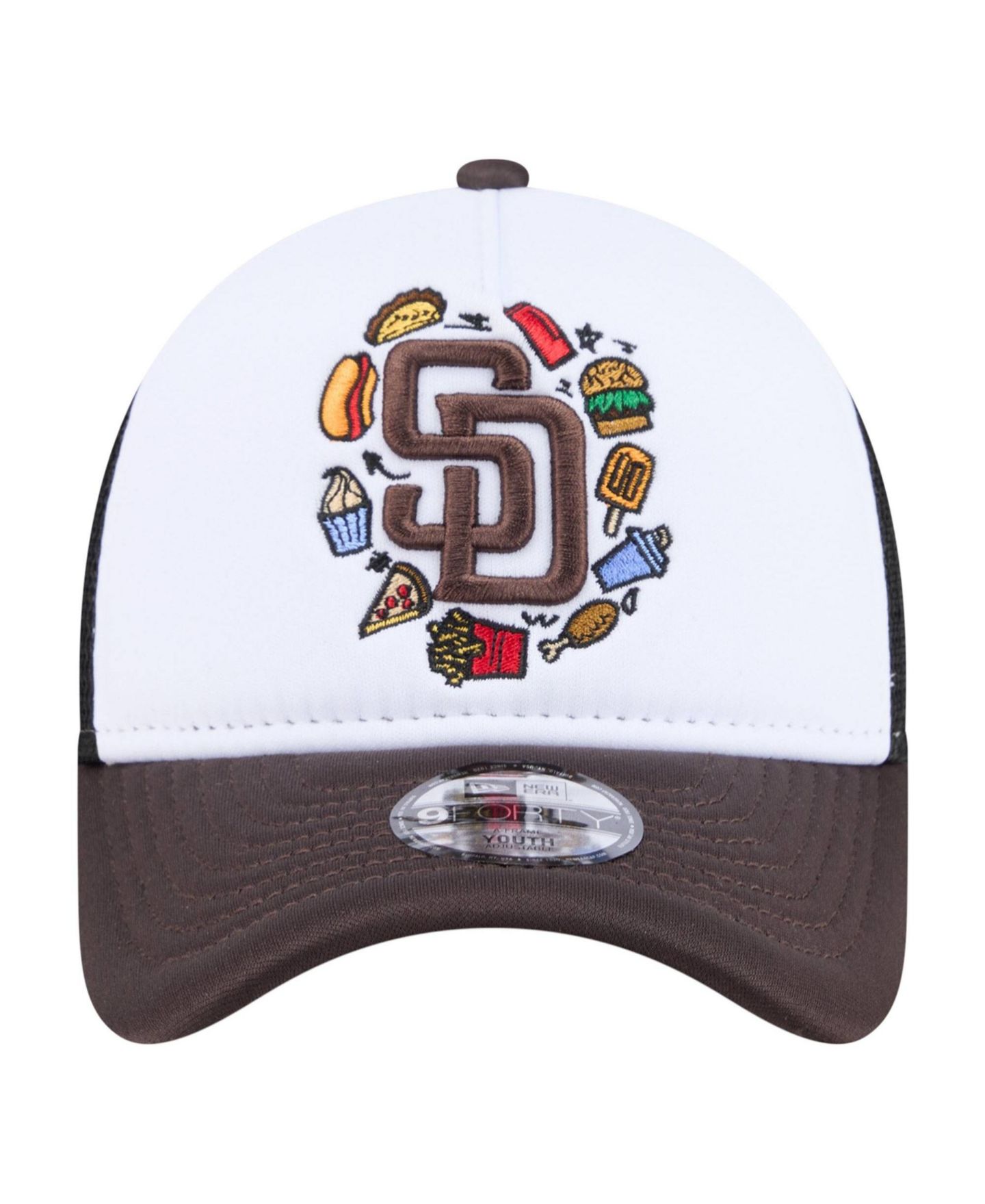 Детская кепка New Era White/Brown San Diego Padres Food A-Frame 9FORTY Trucker Adjustable Hat — фото 2