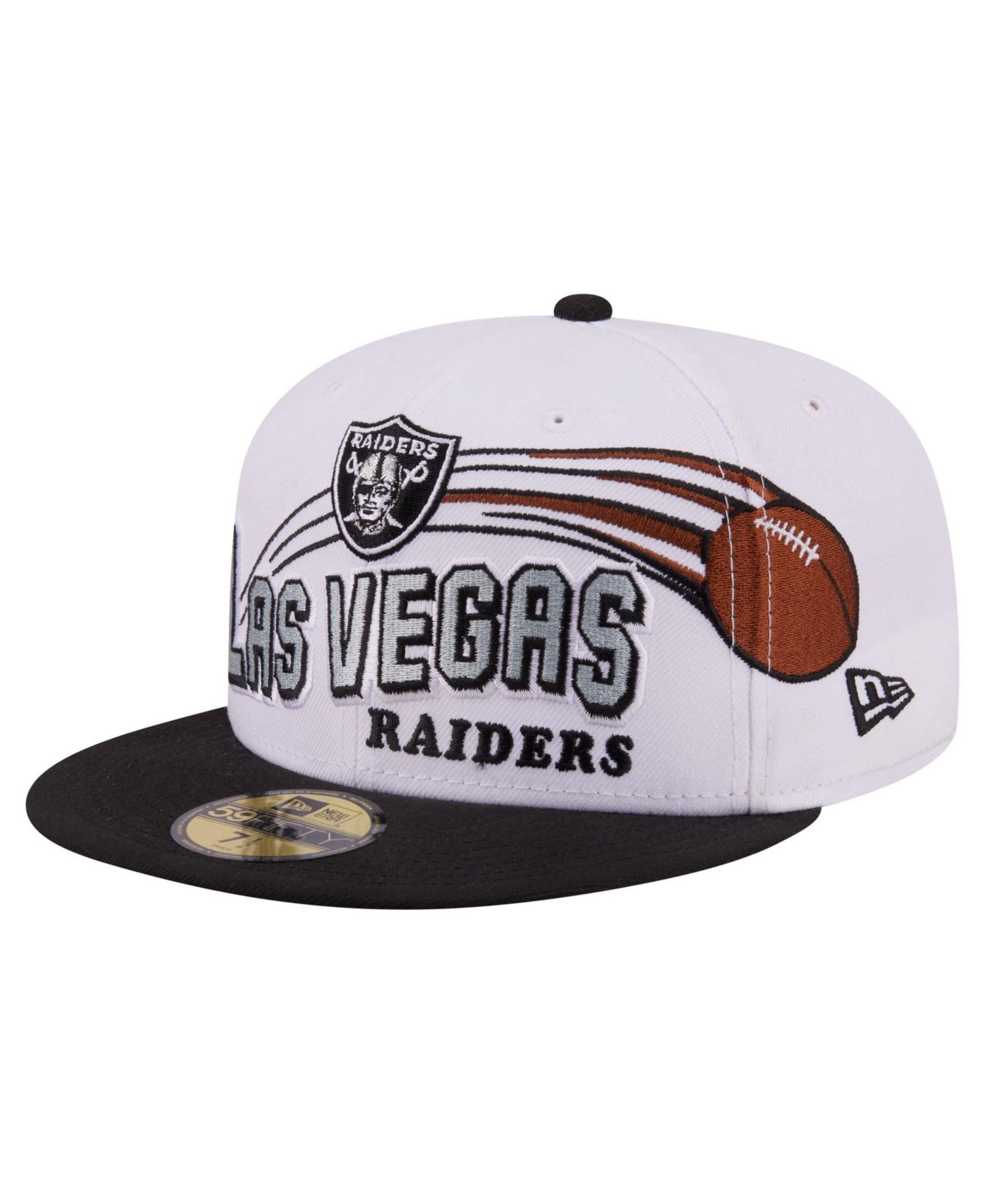Мужская кепка New Era White/Black Las Vegas Raiders Retro Swoop 59FIFTY Fitted Hat — фото 3