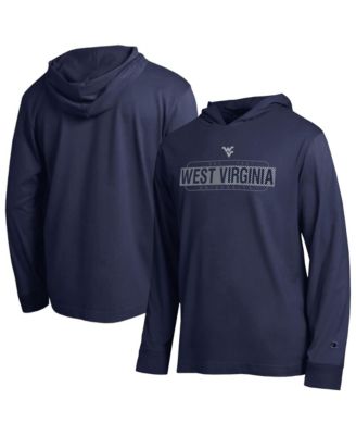 Men's Navy West Virginia Mountaineers Gradient&nbsp;All-Star Long Sleeve Hooded T-Shirt