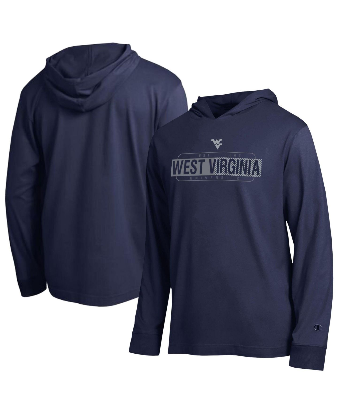 Мужская футболка Champion Navy West Virginia Mountaineers Gradient All-Star Long Sleeve Hooded — фото 1