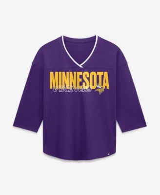 Women's Minnesota Vikings Team First Deceptive Juke 3/4-Sleeve V-Neck Graphic T-Shirt