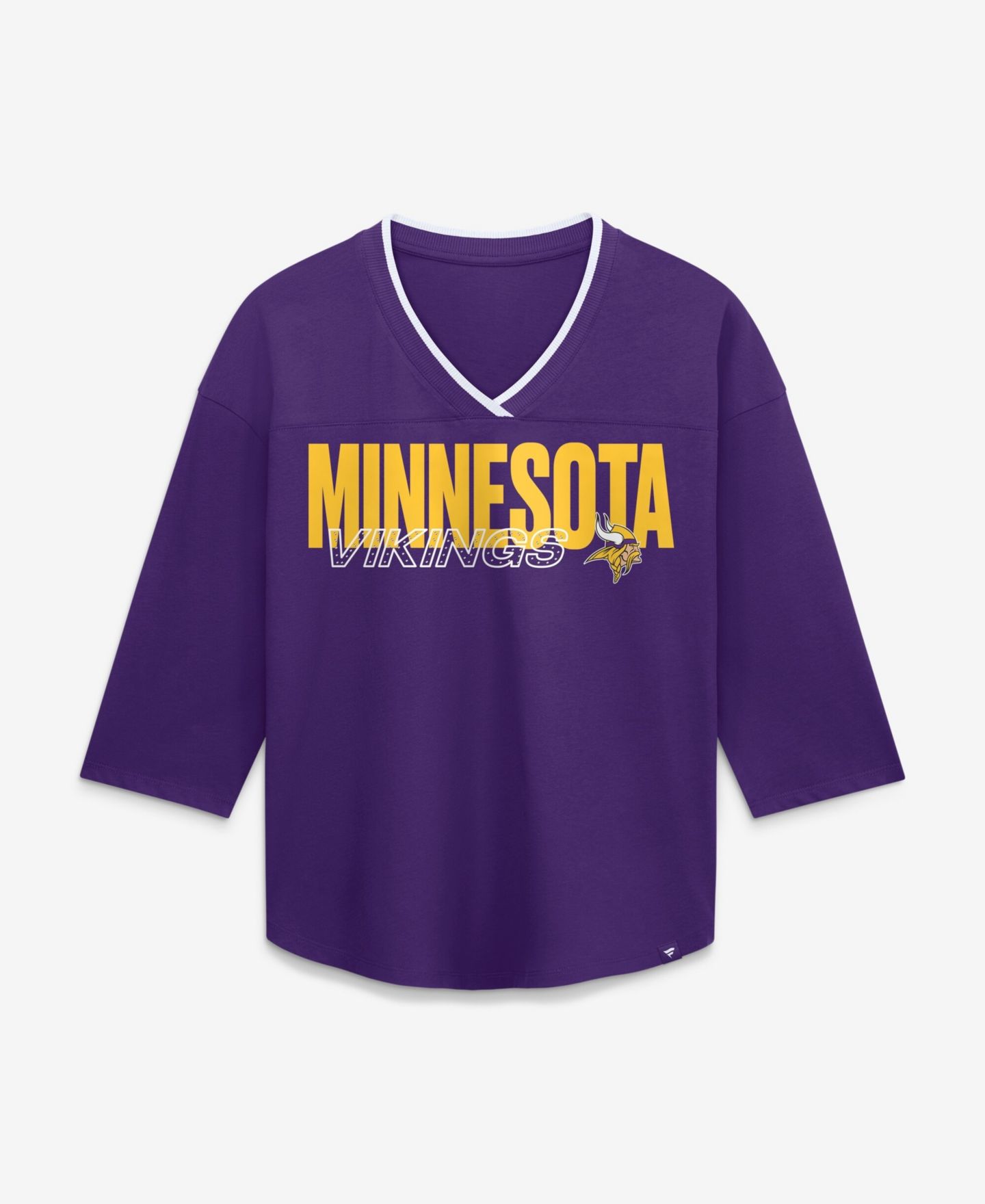 Женская футболка Fanatics Minnesota Vikings Team First Deceptive Juke 3/4-Sleeve V-Neck Graphic — фото 1