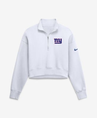 Women's White New York Giants Oversized Phoenix Fleece Cropped Quarter-Zip Sweatshirt