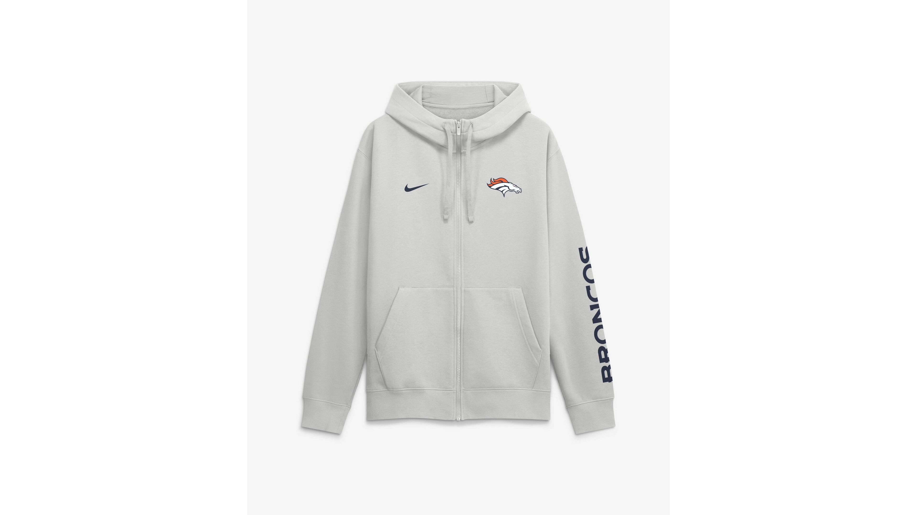 Nike Men's Gray Denver Broncos Cool Down Club Full-Zip Hoodie