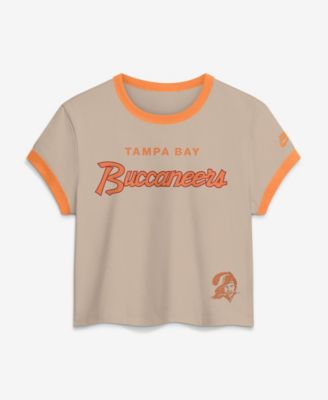 Women's Tampa Bay Buccaneers Rewind Ringer Mod Short-Sleeve Retro Cropped T-Shirt