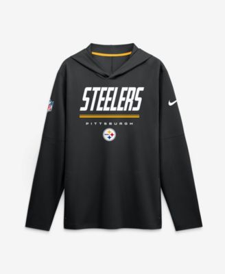 Men's Black Pittsburgh Steelers Big & Tall Sideline Game On Lightweight Hooded Long Sleeve Dri-FIT Sweatshirts