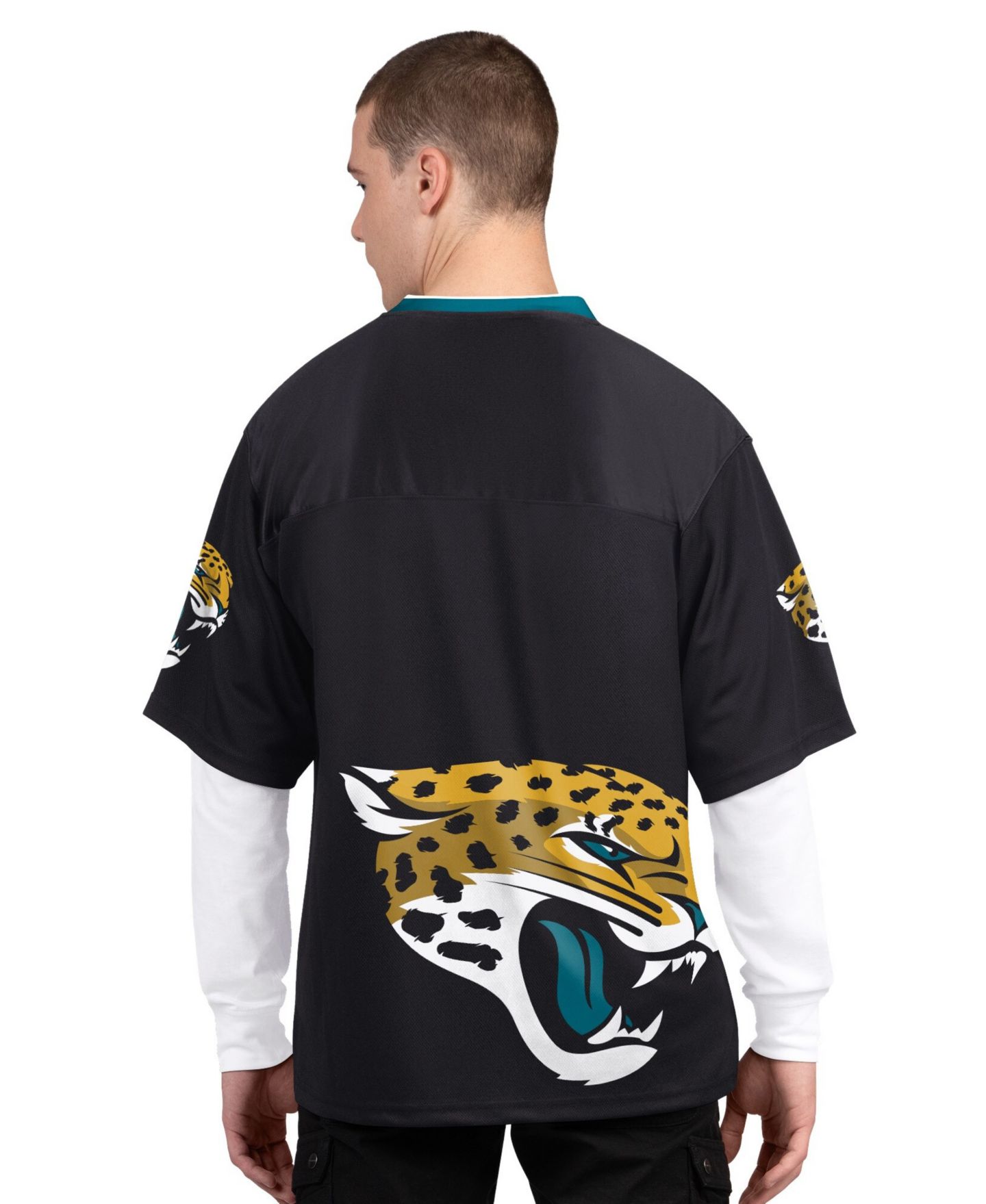 Мужские футболки Starter Black/White Jacksonville Jaguars Short Sleeve Long Sleeve Combo Pack — фото 2