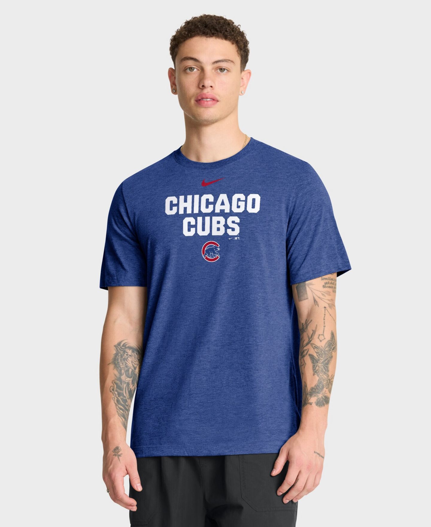 Мужская футболка Nike Heather Royal Chicago Cubs Stacked Tri-Blend — фото 1