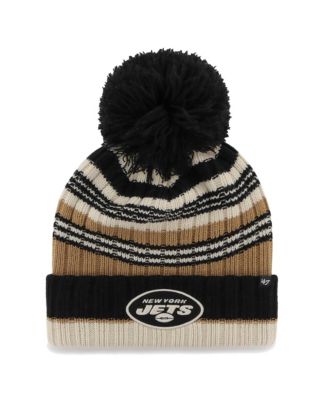 Women's Natural New York Jets Barista Cuffed Knit Hat with Pom