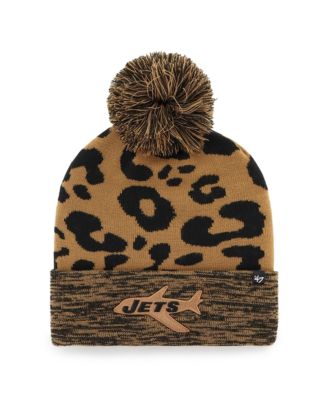 Women's Brown New York Jets Rosette Cuffed Knit Hat with Pom