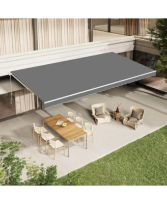 20'x10' Manual Retractable Awning Sun Shade, Patio Awning Canopy