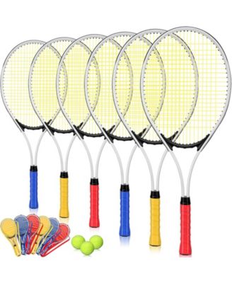 6 Tennis Rackets Set For Adult Beginner With Balls Bag