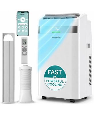14,000 BTU Portable Air Conditioner with Wi-Fi, Dehumidifier and Fan, Window Exhaust Kit Included