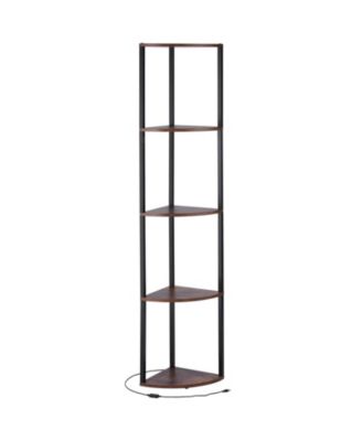 Tall 5 Tier Corner Bookcase with LED Lights, Display Storage Shelf for Collectibles and Decor