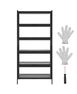 68 Inch Tall 5-Tier Curio Display Cabinet with Acrylic Doors Wooden Frame Bookshelf