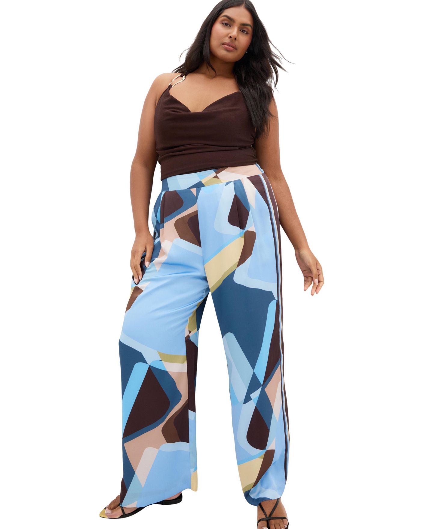 Женские брюки CITY CHIC Plus Size Amaya Abstract Print Wide Leg Pant, цвет: Синий — фото 3