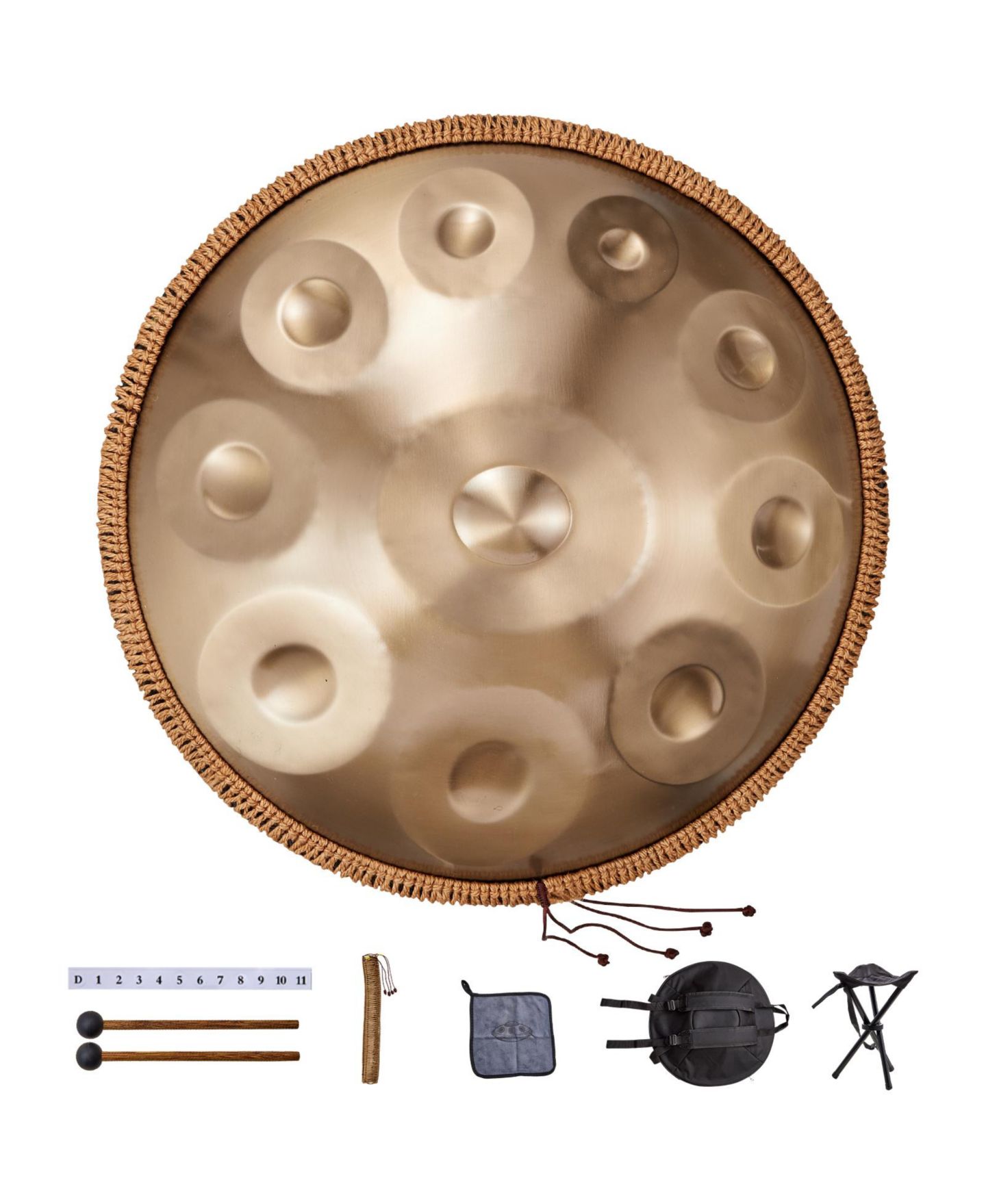 Детская игрушка HONGGE 22-Inch Steel Handpan Drum 10-Note D Minor, цвет: Золотой стальной — фото 9