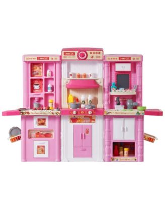 3-in-1 Kitchen Playset with Lights and Sounds, 74 Cooking Accessories, Ages 3+
