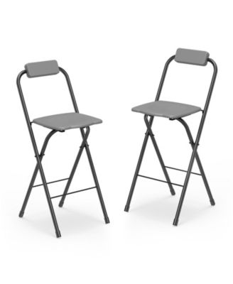 2 Piece Folding Bar Stools with Ergonomic Seat and Comfortable Footrest Anti-Slip Feet