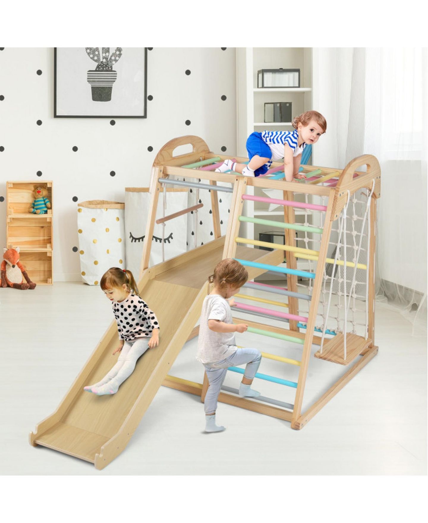 Детский игровой набор SUGIFT 8-in-1 Wooden Climber Playset with Slide & Monkey Bars, Ages 3-5, цвет: Open Miscellaneous — фото 2