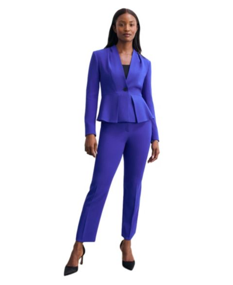 Женский пиджак The Fold Clifton Fitted Peplum Crepe Blazer, цвет: Синий