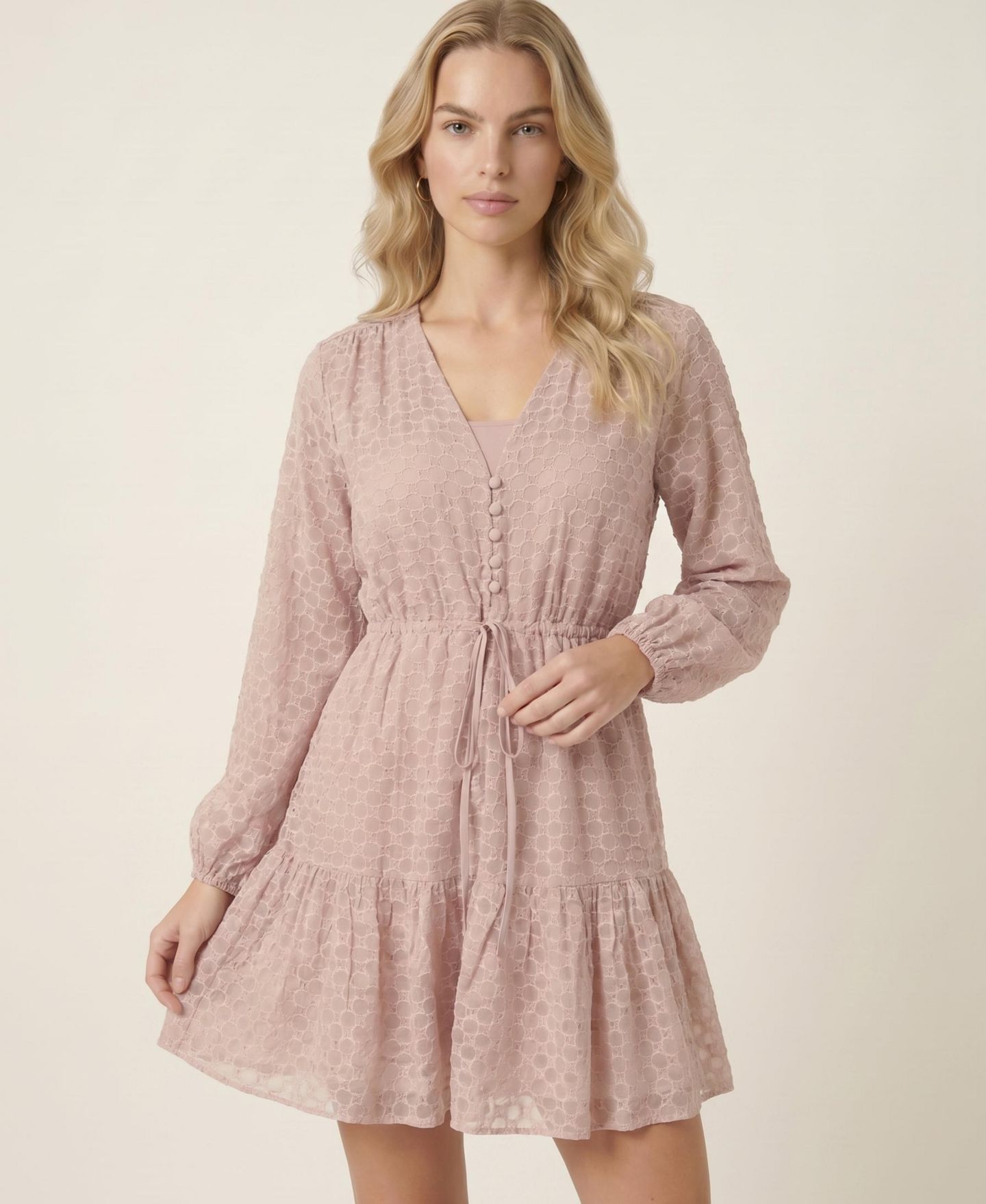 Женское платье Modenaire Polka Dot Embroidered Lace, цвет: Бежевый — фото 9