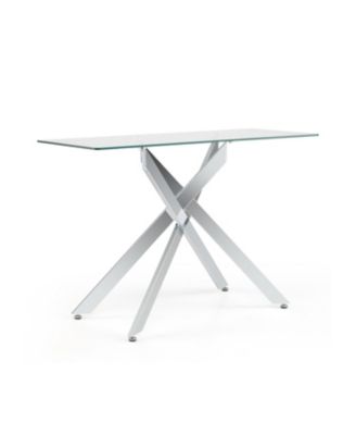Modern Glass Console Table with Clear Tempered Glass Top