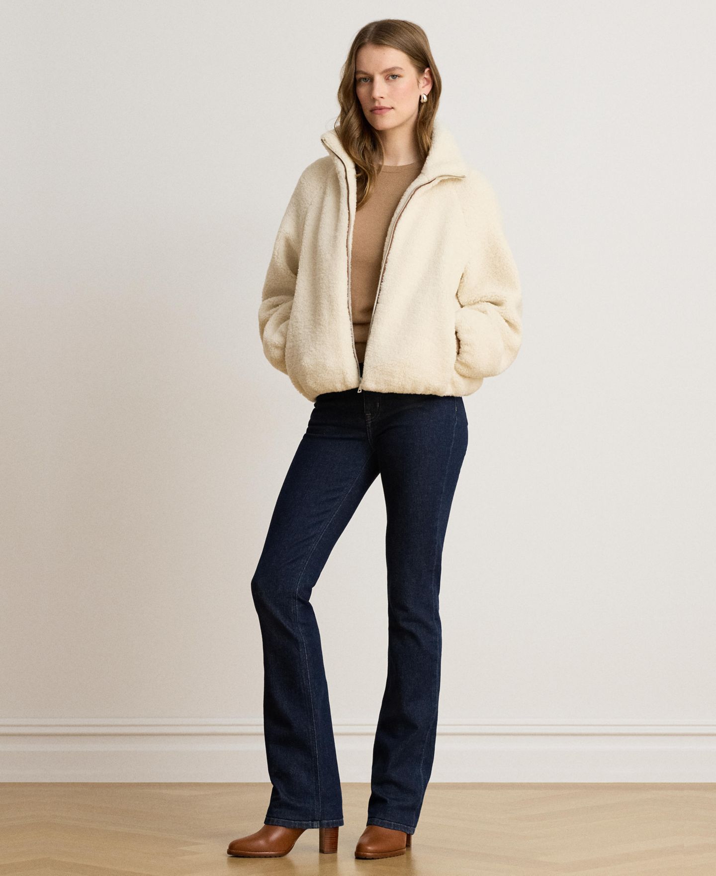 Женская куртка Lauren Ralph Lauren Sherpa Puffer, цвет: Кремовый — фото 2