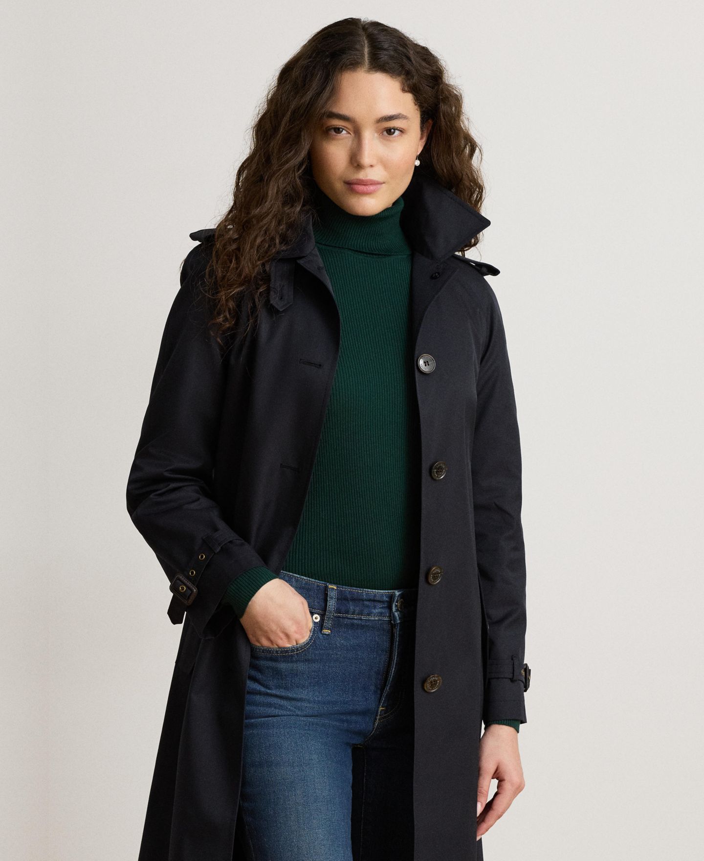 Женское пальто Lauren Ralph Lauren Belted Lined Trench, цвет: Тёмный тёмно-синий — фото 4