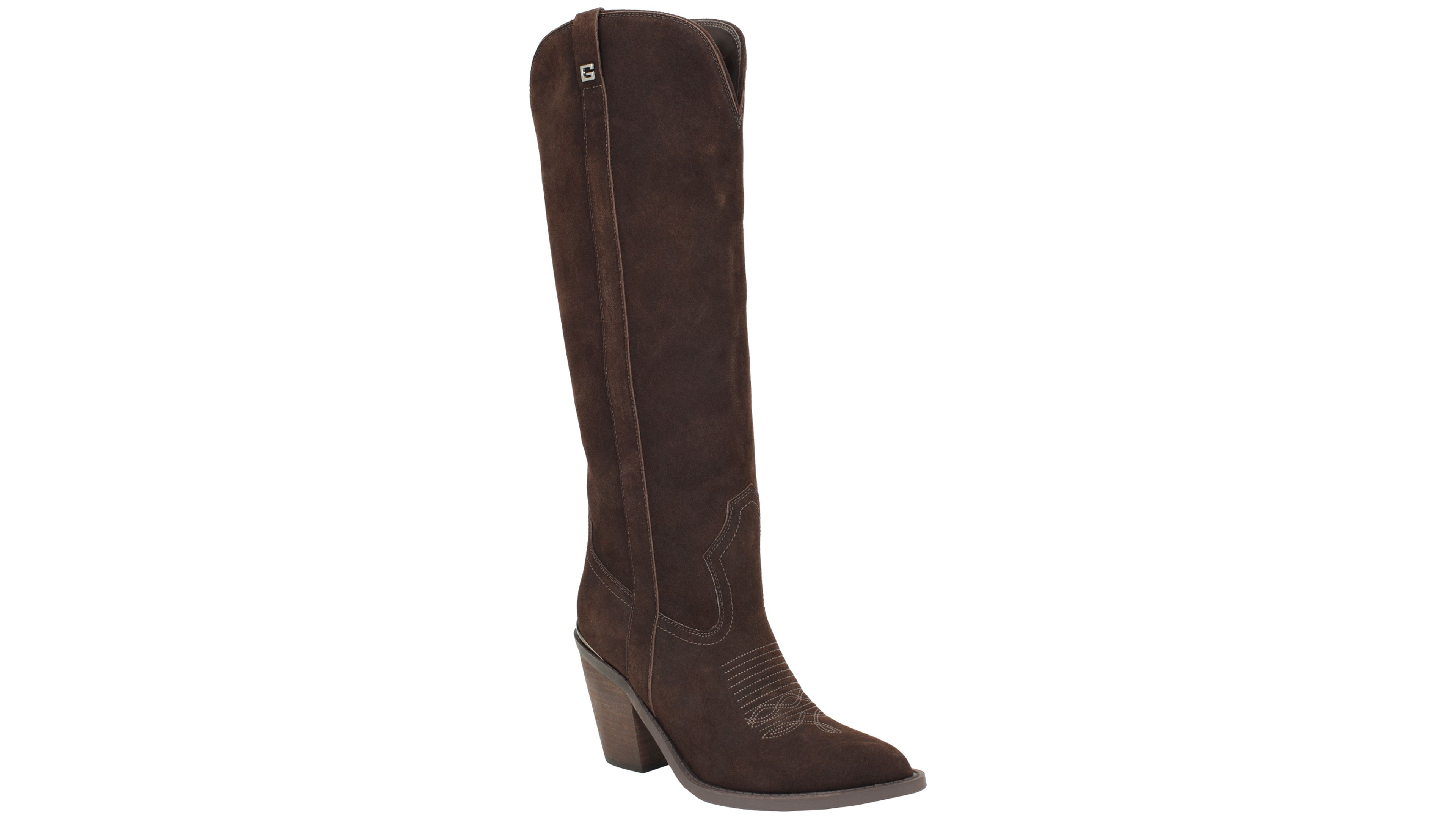 Guess Womens Sashon Tall Topstitched Western Boots Regular Wide Calf