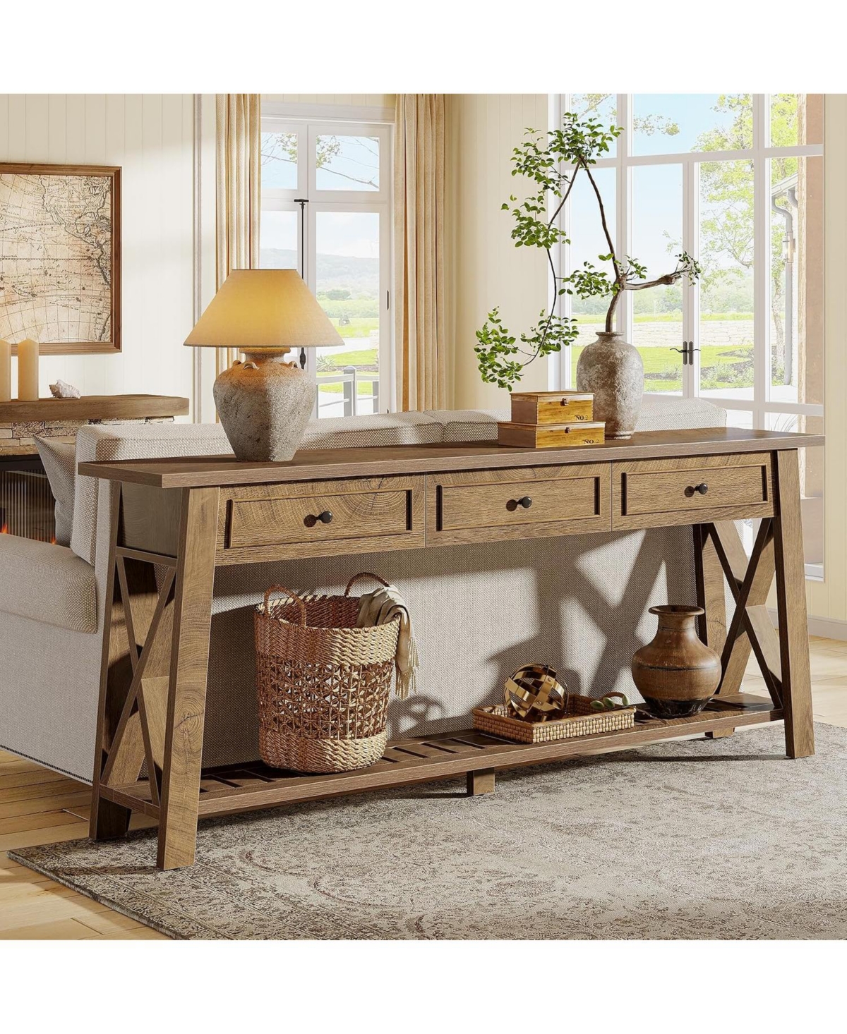 Tribesigns 70.87" Console Table with 3 Drawers and Shelf