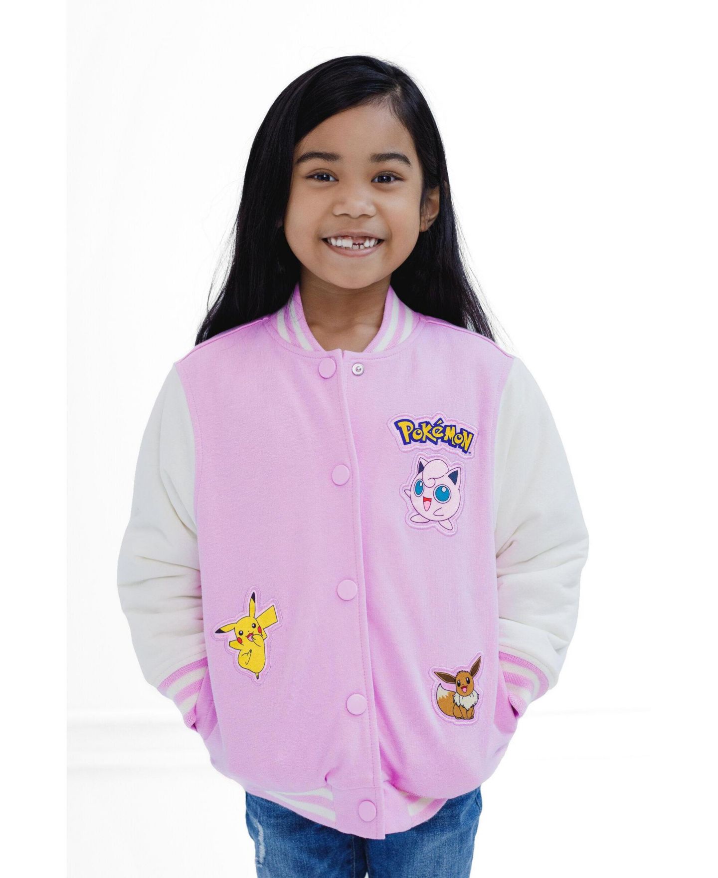 Куртка Pokemon Varsity Bomber для девочек, цвет: Розовый молочный белый — фото 3