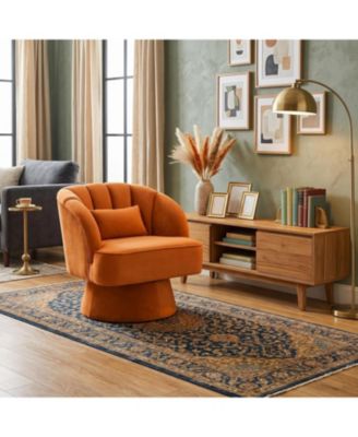 Swivel Accent Chair with Armrests, 360degree(s) Mid Century Modern Swivel Barrel Chair, Modern Cozy Velvet Armchair for Living Room, Bedroom