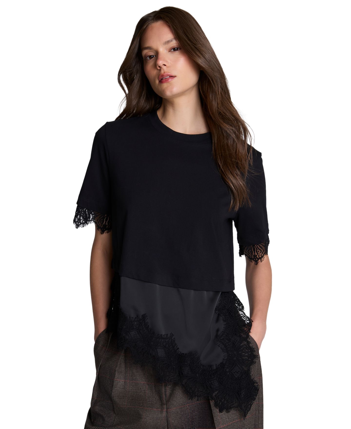 Женская футболка Kenneth Cole Combo Lace, цвет: Чёрный — фото 2