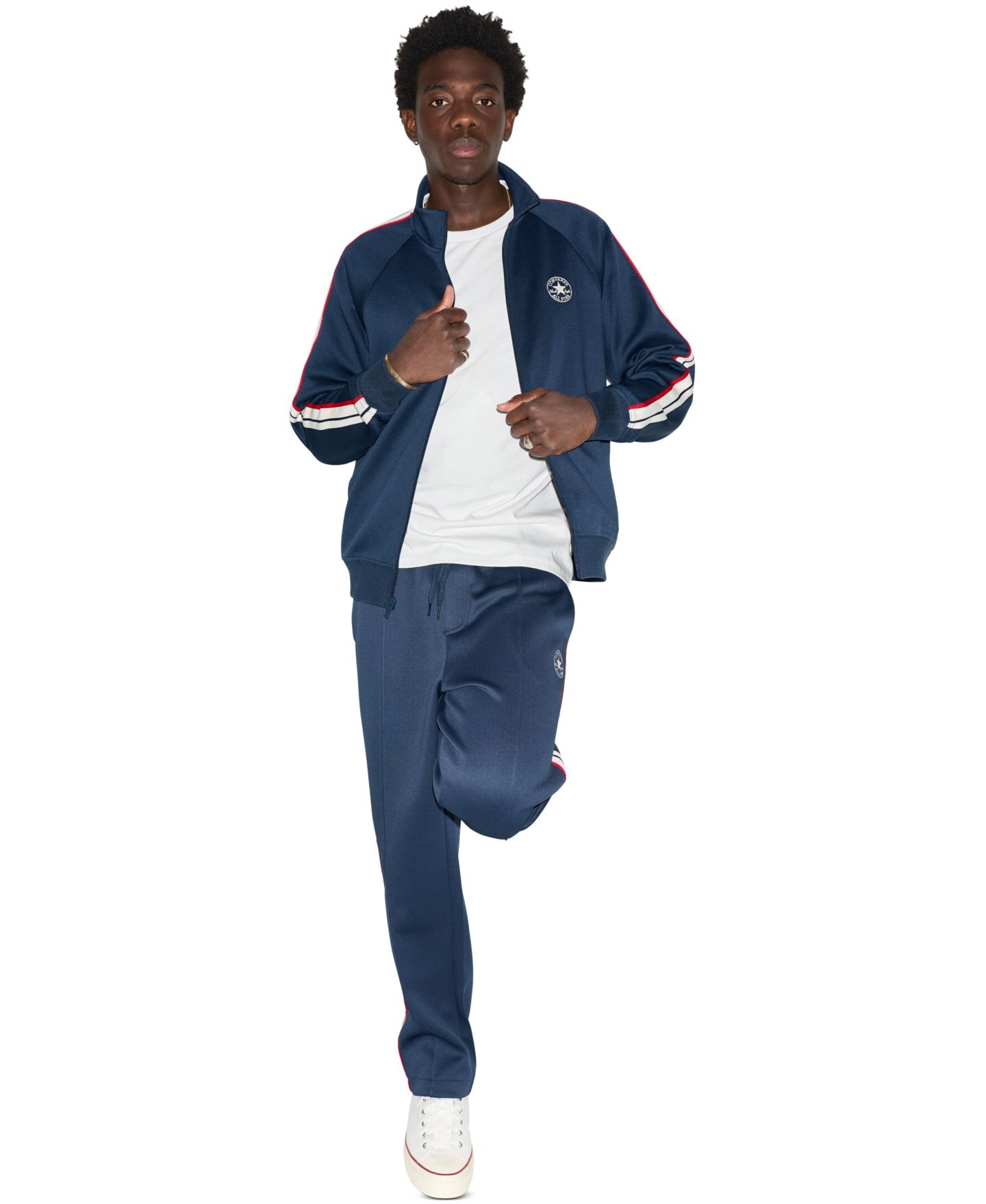 Мужская куртка Converse Full-Zip Track Jacket, цвет: Тёмно-синий — фото 2