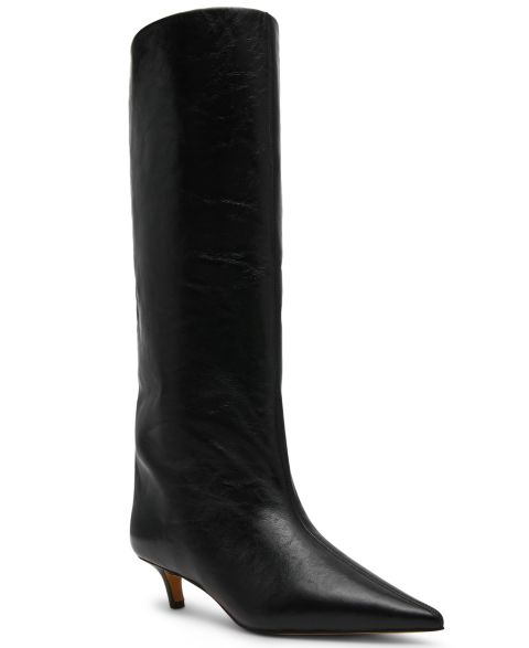 Женские высокие сапоги Steve Madden Lychee для полных икр на низком каблуке, цвет: Чёрный блестящий