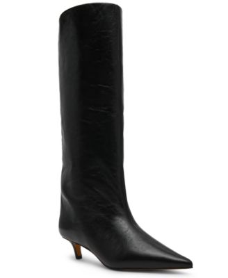 Women's Lychee Kitten-Heel Stovepipe Knee-High Dress Boots