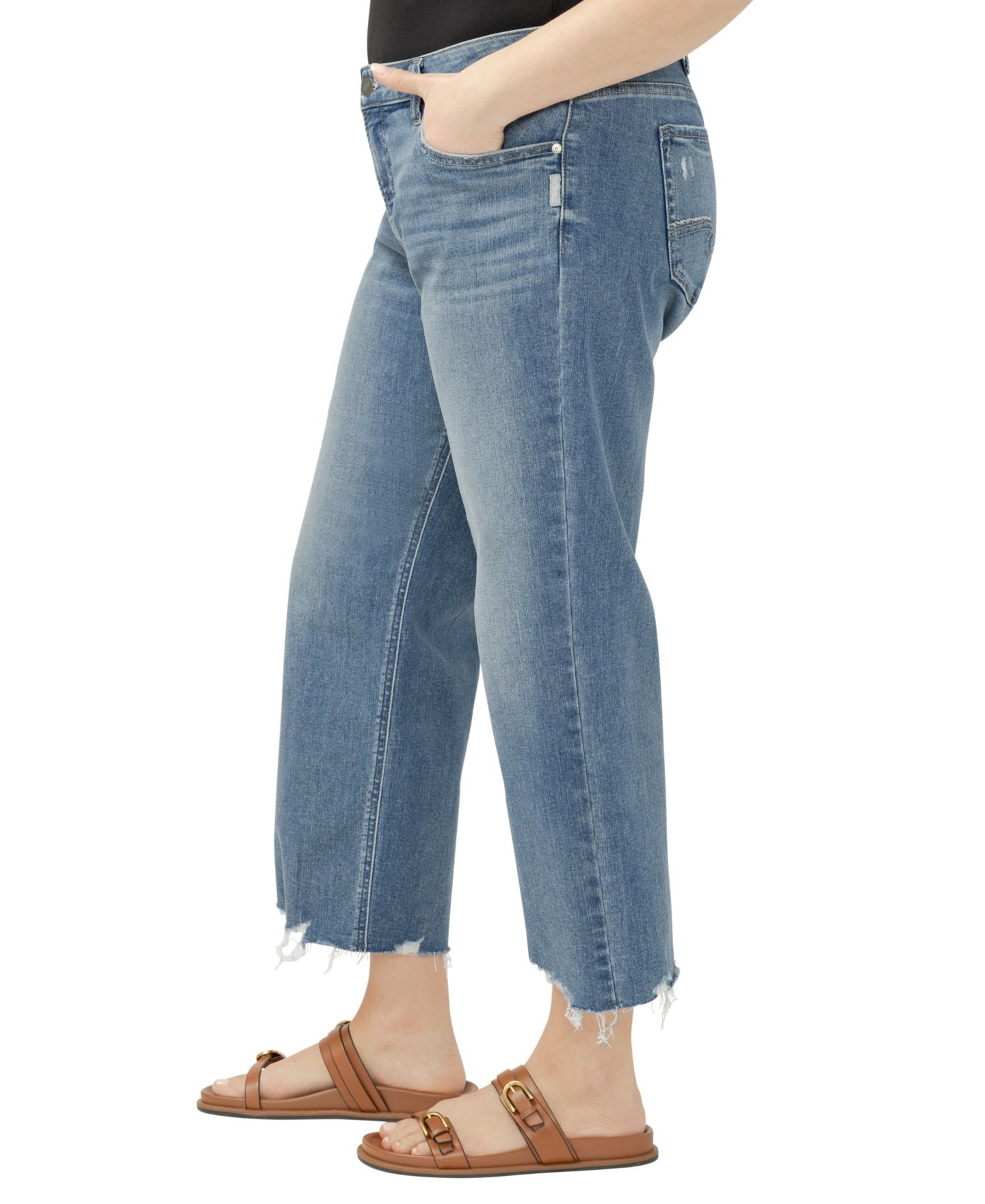 Женские джинсы Silver Jeans Co. Plus Size Chelsea Boyfriend Mid-Rise Straight-Leg, цвет: Kickin It — фото 3