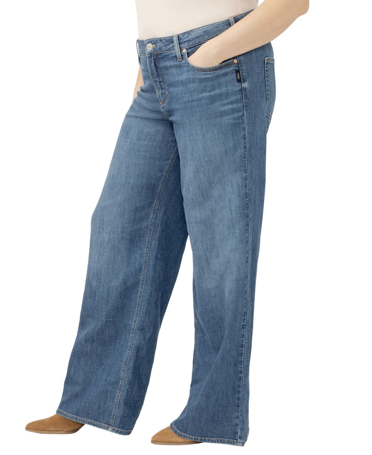 Женские джинсы Silver Jeans Co. Plus Size Suki Mid Rise Wide-Leg Curvy Fit, цвет: Broydon — фото 3