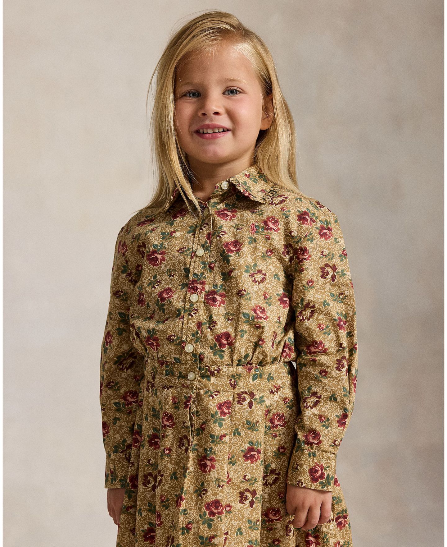 Детское платье-рубашка Polo Ralph Lauren из цветочного хлопкового поплина, 2T-6X, цвет: Розовый — фото 2