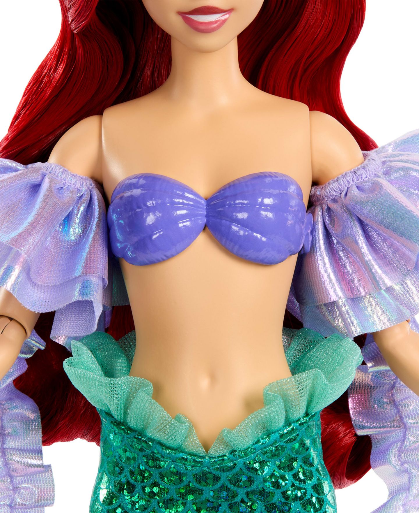 Детская кукла Disney Princess Sparkling Princess Series Ariel Removable Tail & Sleeves Fashion Doll, Ages 4+ — фото 4