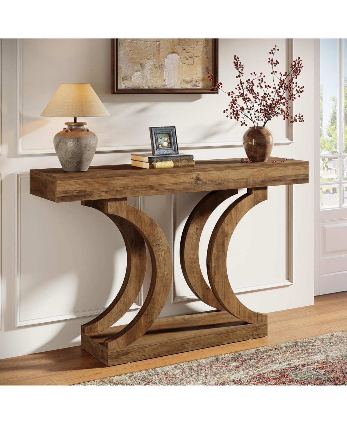 Tribesigns 43.31-Inch Farmhouse Console Table for Entryway, Unique Narrow Sofa Behind The Couch with Curved Legs