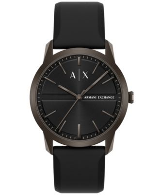 Armani Exchange Men's Quartz Three Hand Black Silicone Watch 42mm